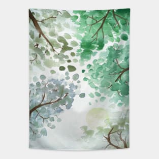 Komorebi Tree and Sky Watercolor Painting Tapestry