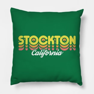 Retro Stockton California Pillow