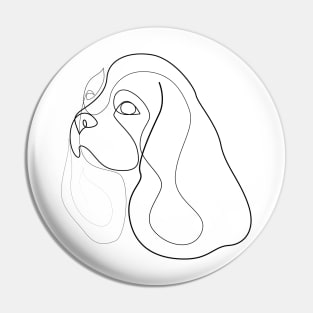 King Charles Cavalier - Spaniel - one line drawing Pin