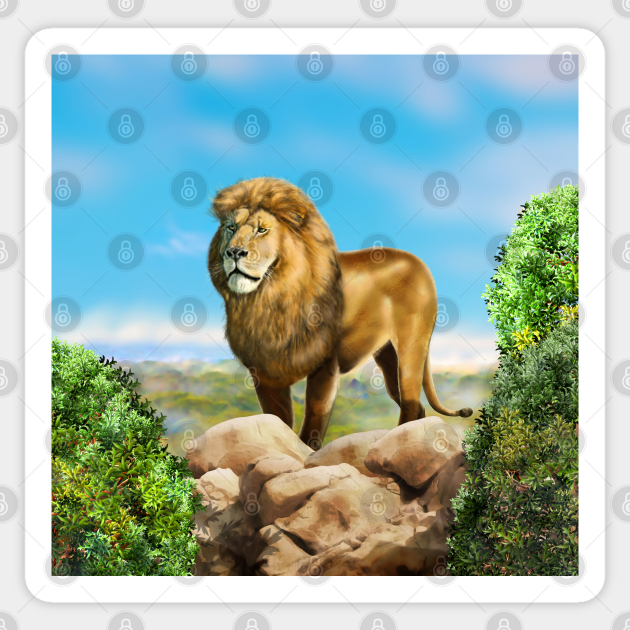 Lion King A Wild Animal Wild African Lion In Nature Retro Style Realistic Oil Painting Illustration Lion Head Wildlife Hand Drawing Poster Lion Head King Wild Animal African Sticker Teepublic