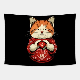 Cute Maneki Neko Cat | Lucky Charm Tapestry