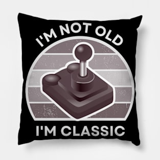 I'm not old, I'm Classic | Joystick | Retro Hardware | Vintage Sunset | '80s '90s Video Gaming Pillow