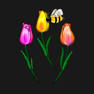 Bee themed gifts for women men and kids spring tulips flowers bumble bee - save the bees T-Shirt T-Shirt