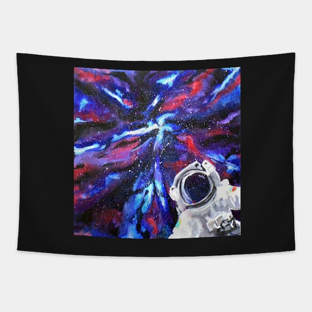 Galaxy Exploring Astronaut Tapestry by BrittaniRose