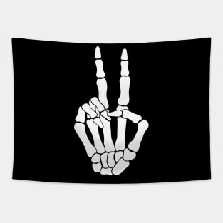 Skeleton Peace Sign Hand Hippie Halloween Tapestry