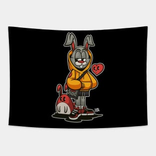 urban rabbit glancing Tapestry