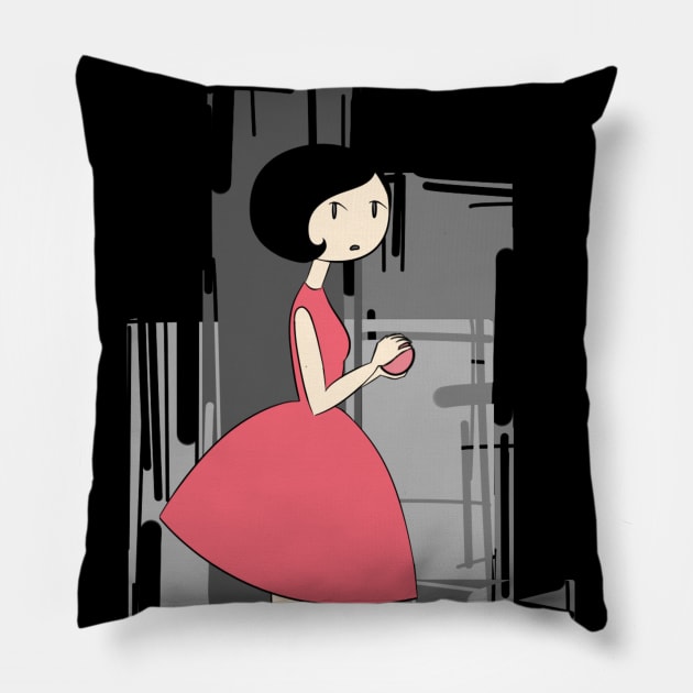 girl in red dress Pillow by grouchy25penguin