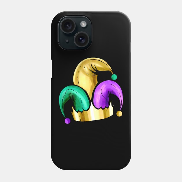 Purple, Yellow Golden And Green Jester Hat For Mardi Gras Phone Case by SinBle