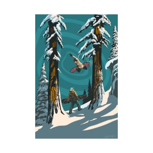 Retro snow board winter scene T-Shirt