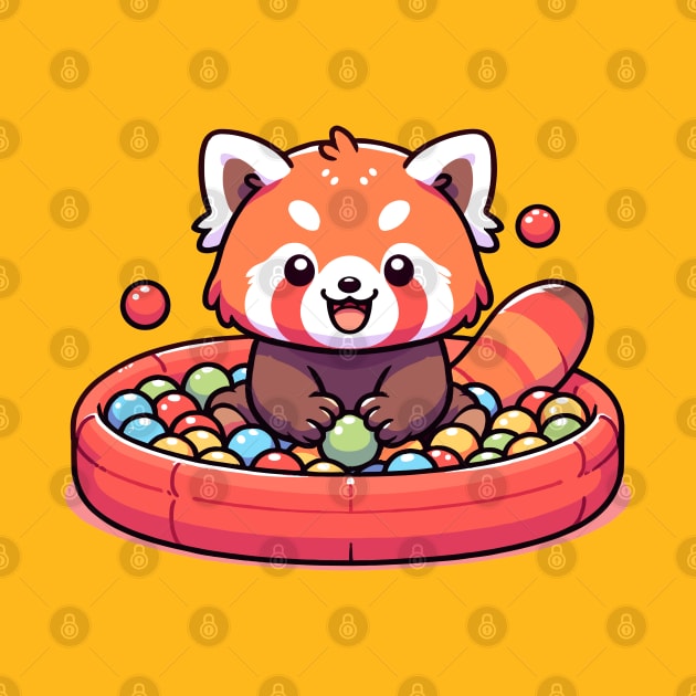 Playful Paws: Red Panda's Ball Pit Bonanza by The Tee Bizarre