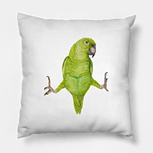 Green amazon parrot bresil bird tropical watercolor Pillow