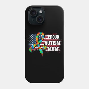 Autism Awareness T-Shirt Pround Autism Mom Vintage USA Flag Gift Phone Case