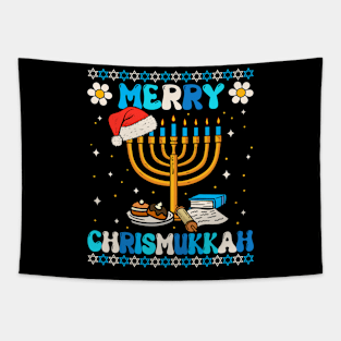 Merry Chrismukkah Groovy Ugly Xmas Funny Hanukkah Christmas Tapestry