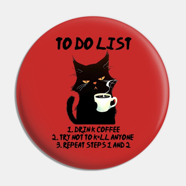 Black Cat To Do List Pin by KayBee Gift Shop