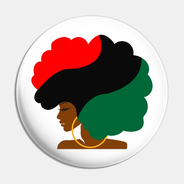 Pan African Flag Afro Girl Pin by blackartmattersshop