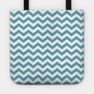Teal Blue Thick Chevron Pattern Tote