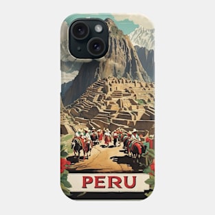 Peru Machu Picchu Tourism Vintage Poster 2 Phone Case