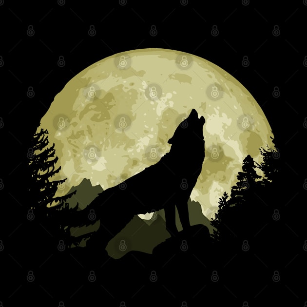 Wolf And Epic Full Moon by Nerd_art