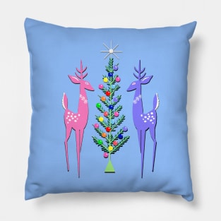 Vintage Reindeer Christmas Tree Pillow