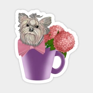 Yorkshire Terrier with flowers Magnet