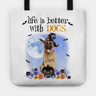 German Shepherd Witch Hat Life Is Better With Dogs Tote