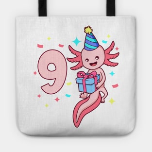 I am 9 with axolotl - girl birthday 9 years old Tote