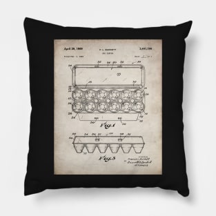 Egg Carton Patent - Kitchen Chef Farming Farmhouse Art - Antique Pillow