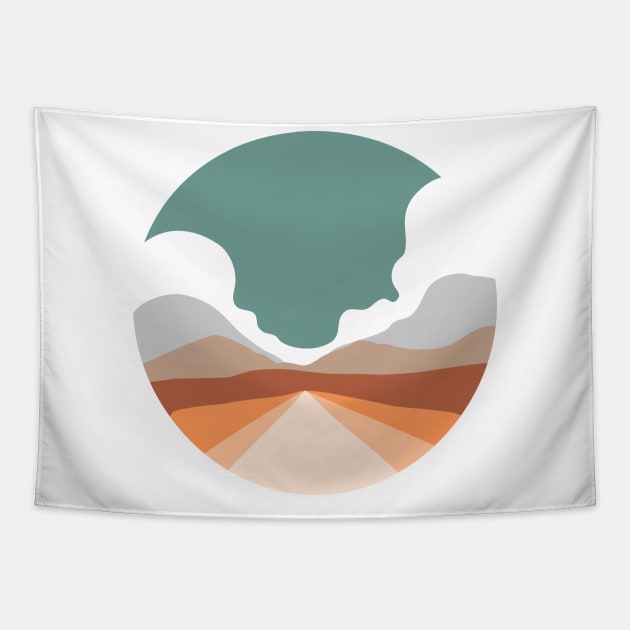 Route Desert Minimalist Landscape Tapestry by jayaadiprastya