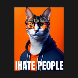 I hate people funny cat artwork T-Shirt