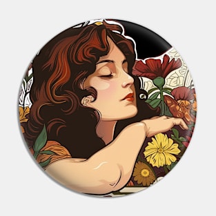 A portrait of a woman in the Art Nouveau style Pin