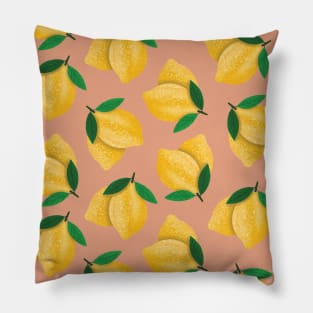 Lemon Pattern Orange Background Pillow