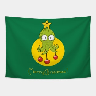 Christmas Tree Octopus Ocean Gift Tapestry