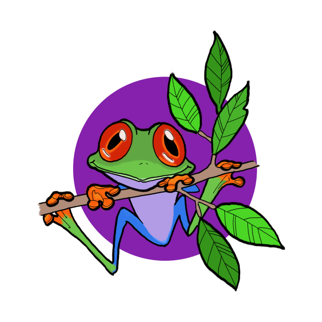 Tree Frog On Branch With Purple Sphere Original Art by ckandrus