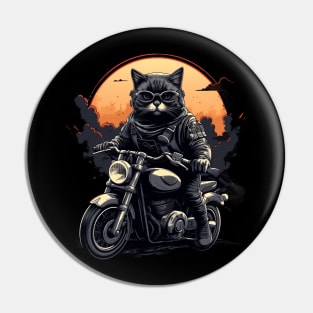 Cat Riding Motorcycle Pin