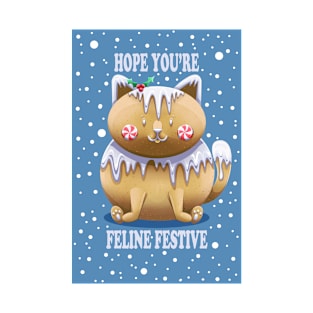 Feline Festive (with snowy background) T-Shirt