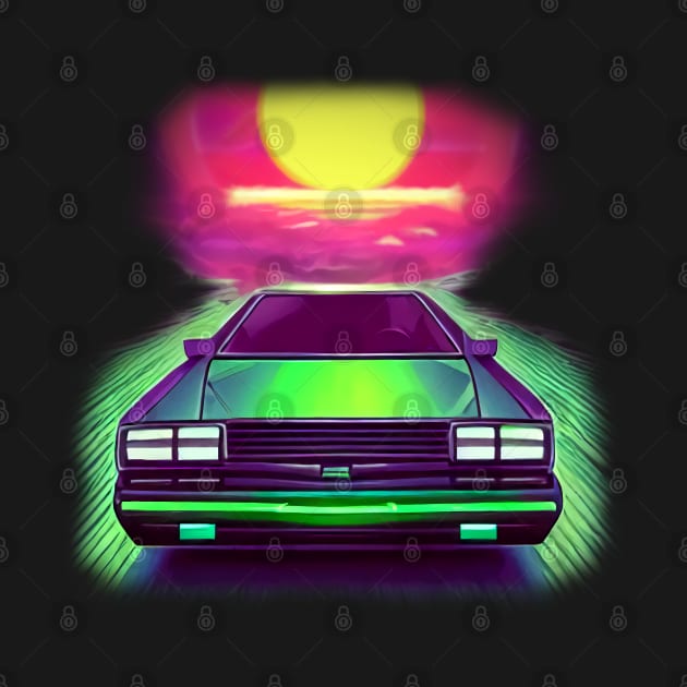 Synthwave Styled DeLorean by PNPTees