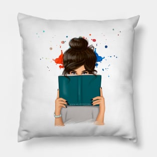 Brunette with Book Pillow