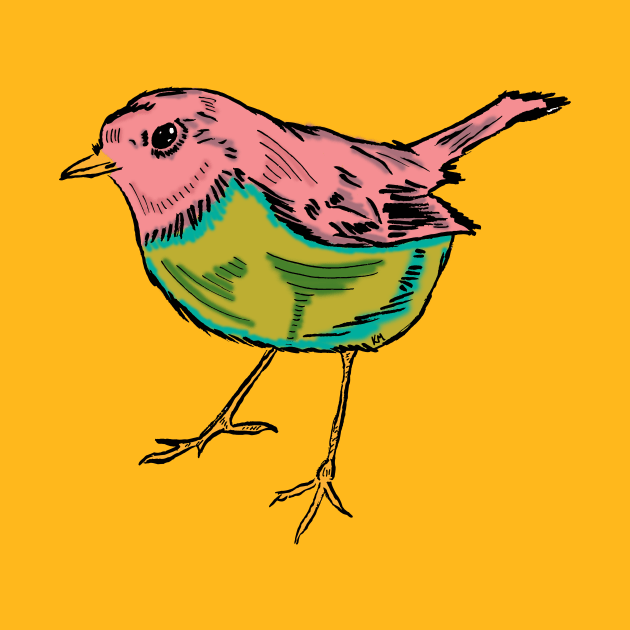 Pink and Green Bird by Katherine Montalto