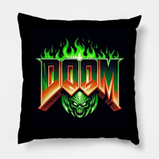 Doom logo in Green and Gold Pillow