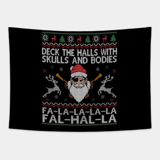 Deck The Halls With Skulls And Bodies Funny Viking Christmas Tapestry