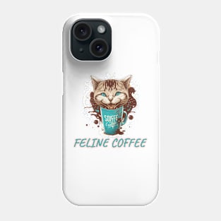 Feline Fueled: Cool Cat Sipping Coffee Phone Case