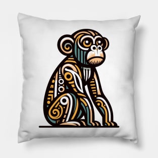 Pop art monkey illustration. cubism illustration of monkey Pillow