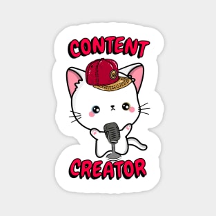 Cute White cat is a content creator Magnet