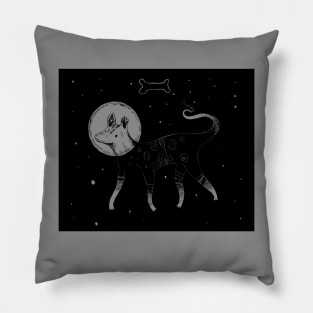 Laika (little curly) space dog design 🖤 Pillow