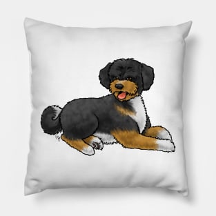 Dog - Aussiedoodle - Tricolor Black Tan White Pillow