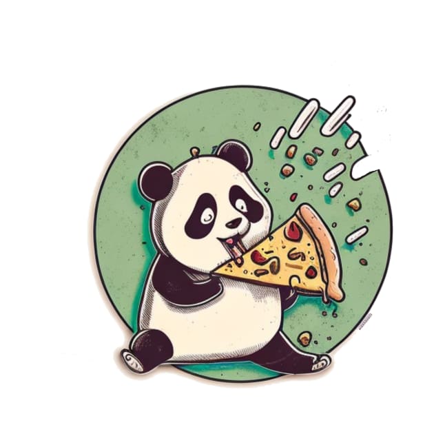 Cartoon Adorable Kawaii Panda Cute Eats Pizza by kiddo200