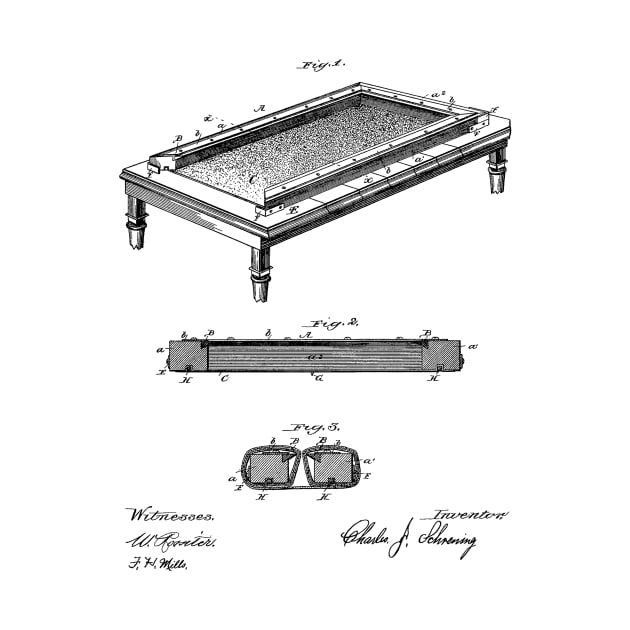 Folding Billiard Table Vintage Patent Hand Drawing by TheYoungDesigns