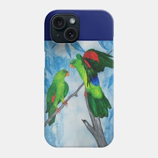 Red-Winged parrots - bird painting. Phone Case