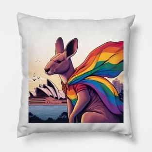 Gay Pride Kangaroo (Sydney, Australia) Pillow