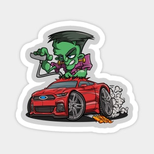 DigiRods Frankenstein Frank The Mechanic Red New Model Mustang Cartoon Magnet